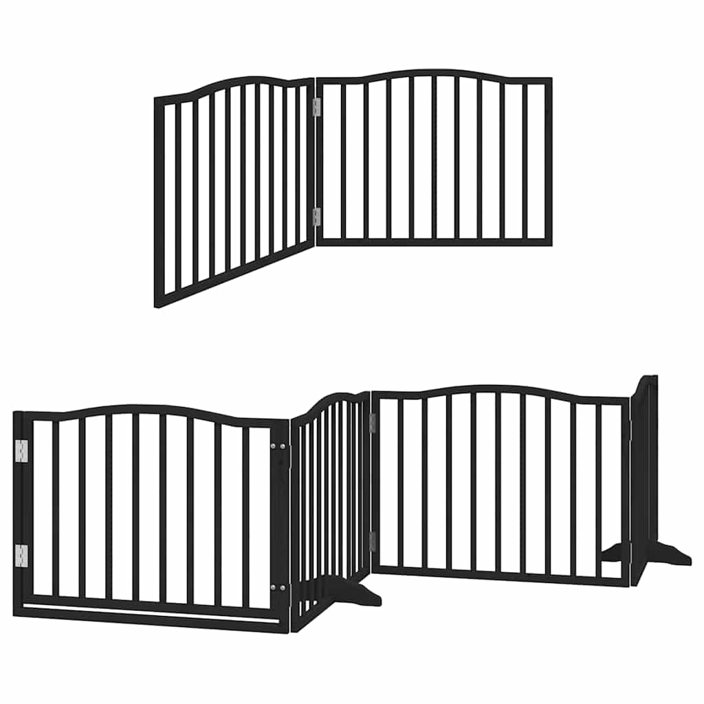 Cancello Cani Porta Pieghevole Nero 8 Pannelli 640 cm Pioppo
