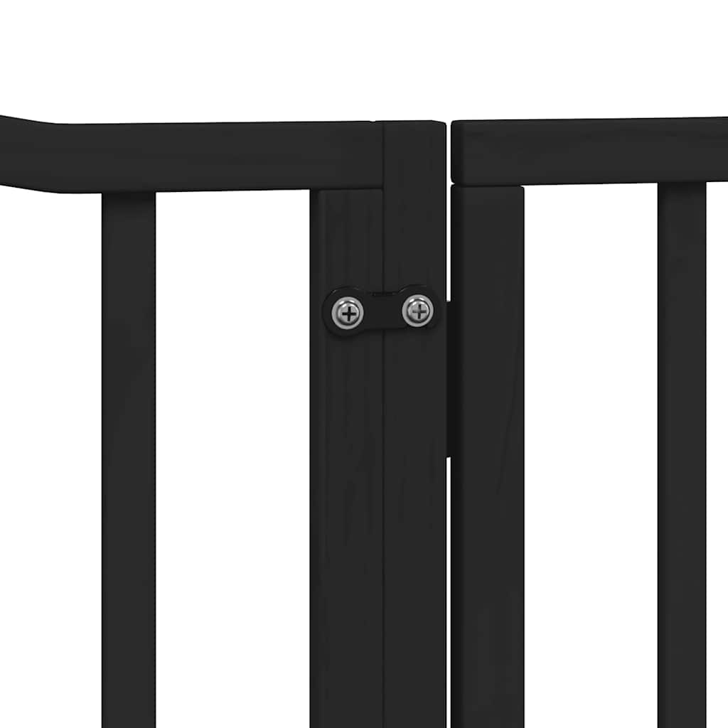 Cancello Cani Porta Pieghevole Nero 12 Pannelli 960 cm Pioppo