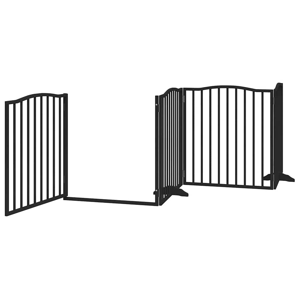 Cancello Cani Porta Pieghevole Nero 8 Pannelli 640 cm Pioppo