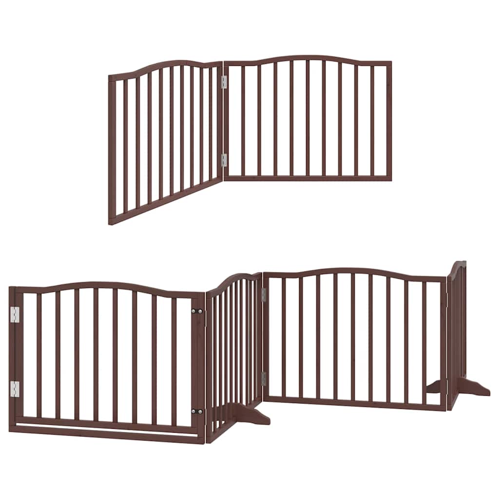 Cancello Cani Porta Pieghevole Marrone 8 Pannelli 640cm Pioppo