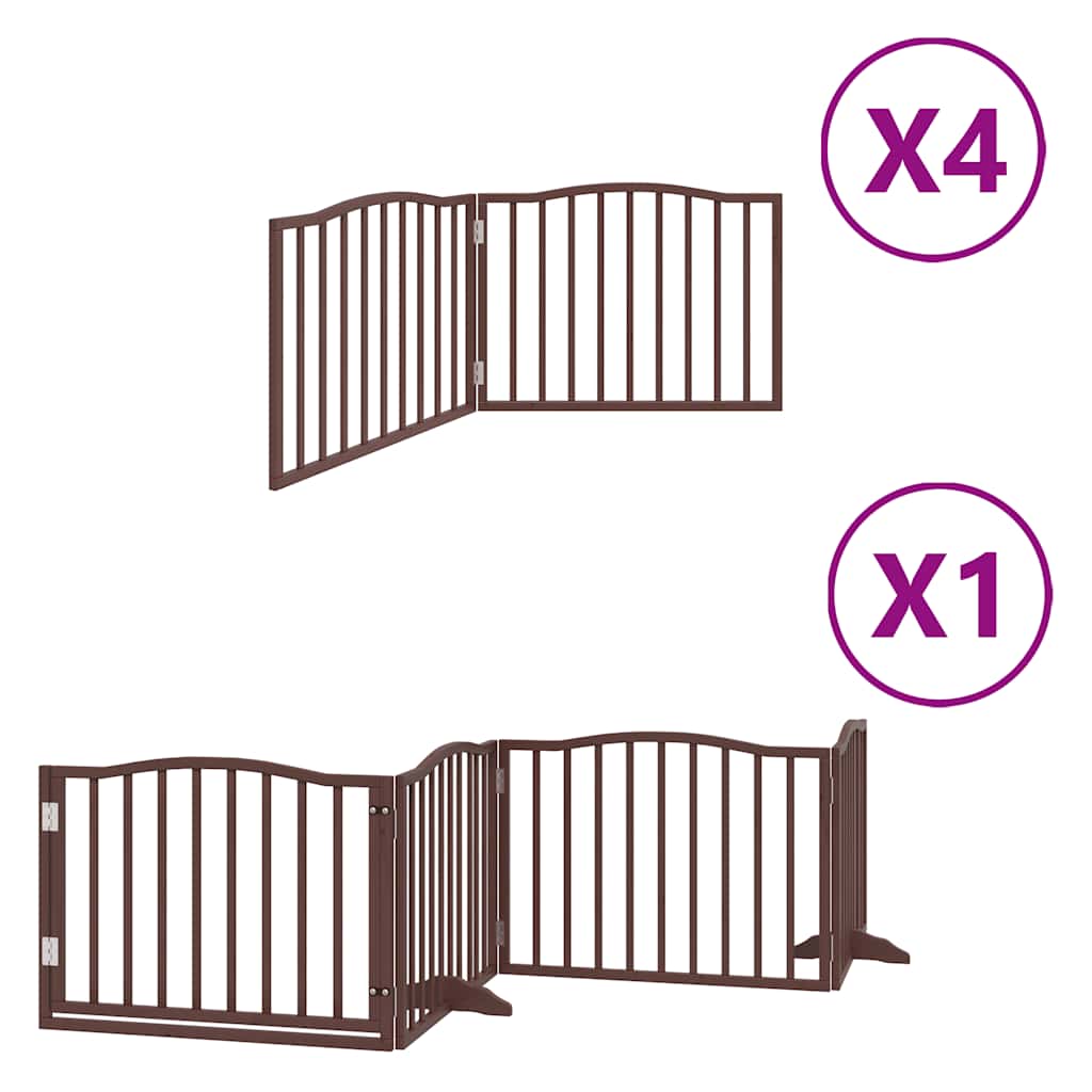 Cancello Cani Porta Pieghevole Marrone 12 Pannelli 960cm Pioppo