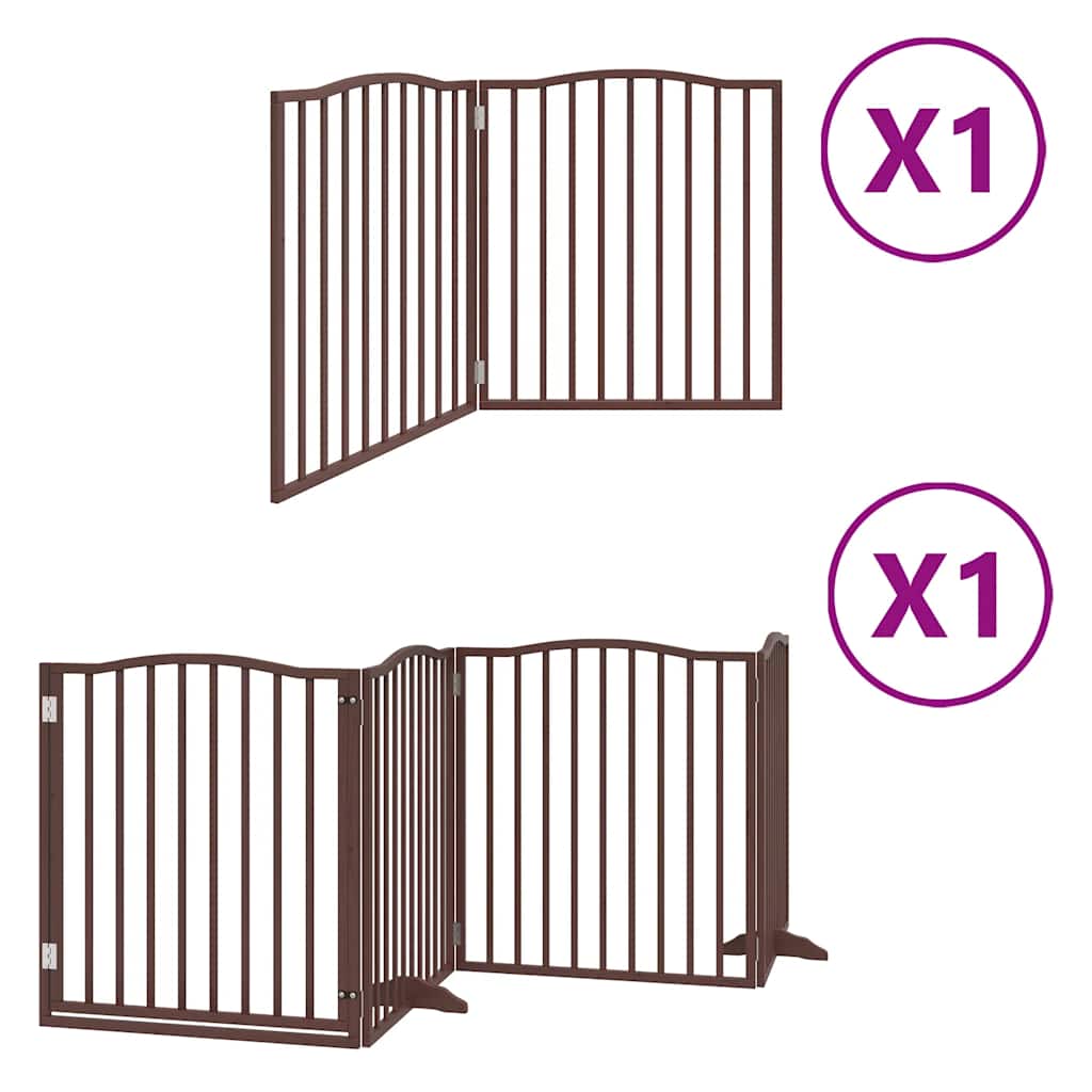 Cancello Cani Porta Pieghevole Marrone 6 Pannelli 480cm Pioppo