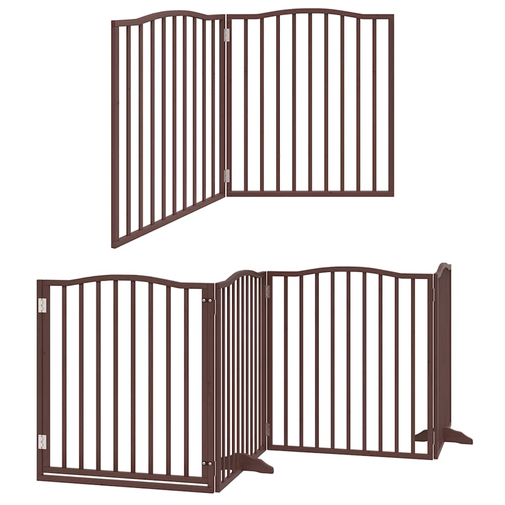 Cancello Cani Porta Pieghevole Marrone 6 Pannelli 480cm Pioppo