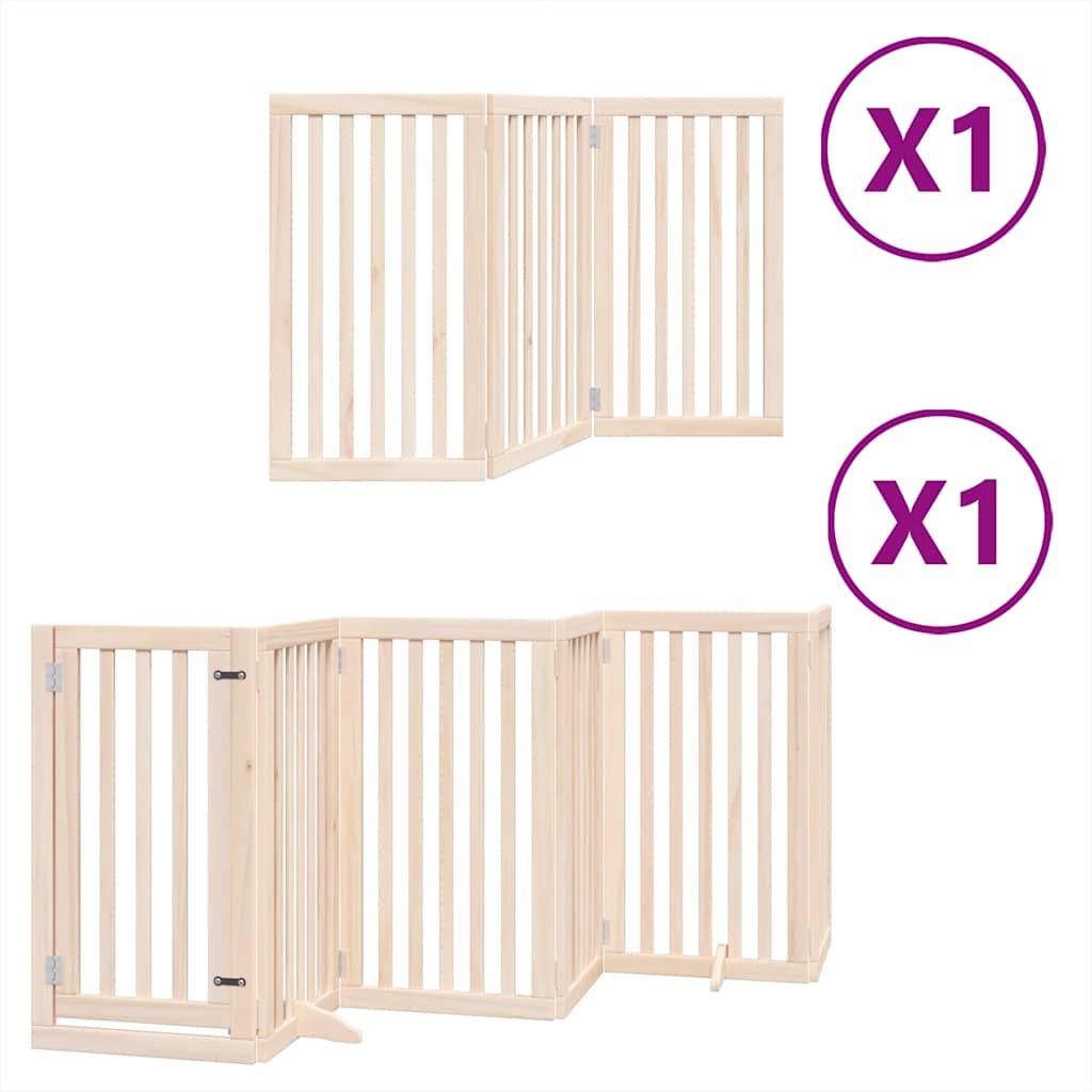 Cancello per Cani con Porta Pieghevole 9 Pannelli 450 cm Pioppo