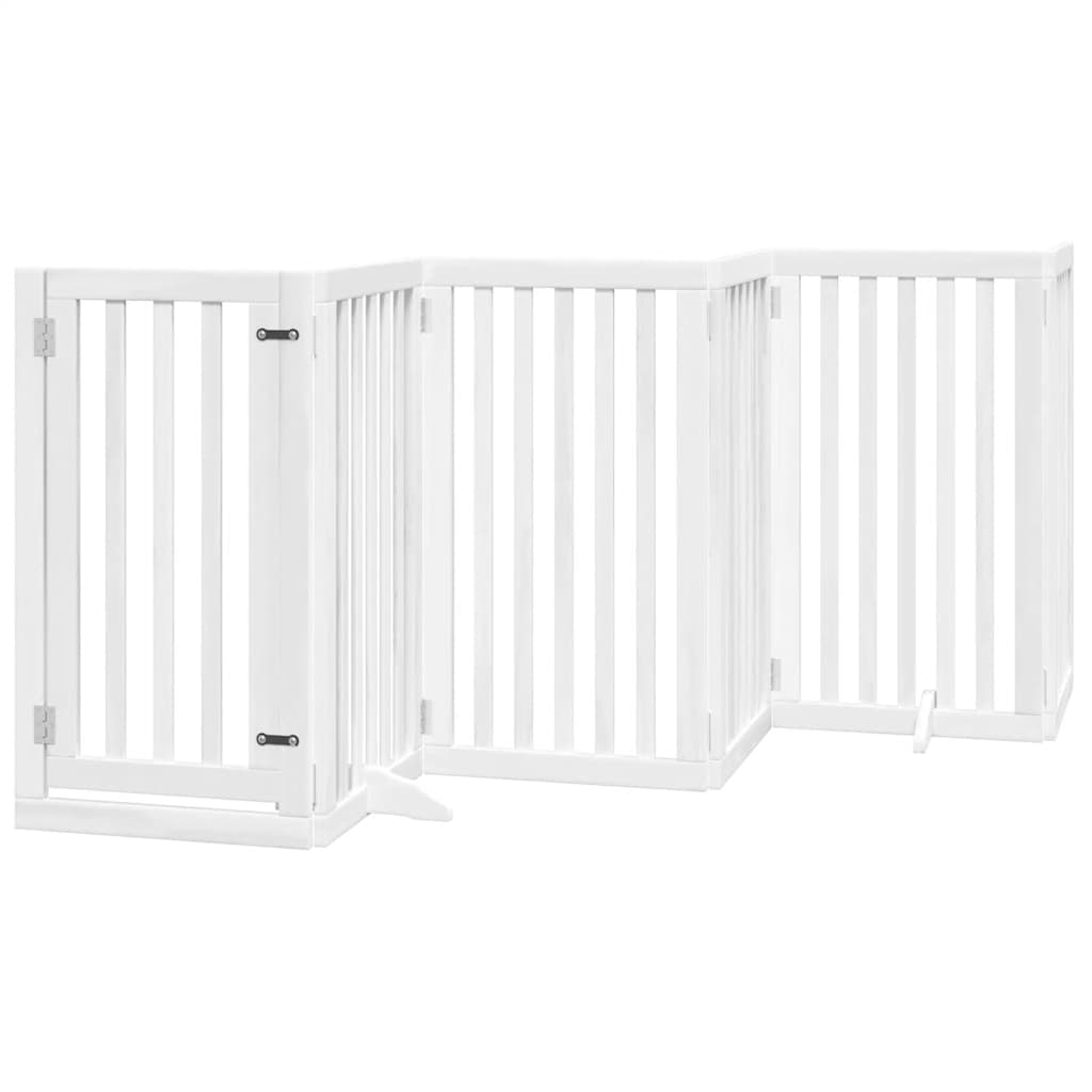 Cancello Cani Porta Pieghevole Bianco 12 Pannelli 600 cm Pioppo
