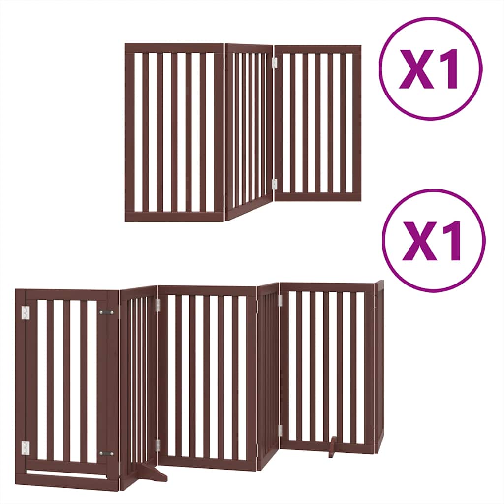 Cancello Cani Porta Pieghevole Marrone 9 Pannelli 450cm Pioppo