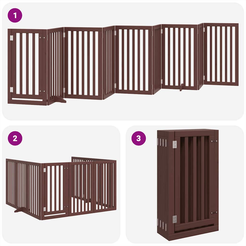 Cancello Cani Porta Pieghevole Marrone 9 Pannelli 450cm Pioppo
