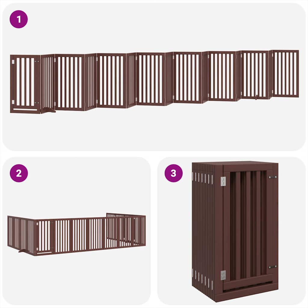 Cancello Cani Porta Pieghevole Marrone 15 Pannelli 750cm Pioppo