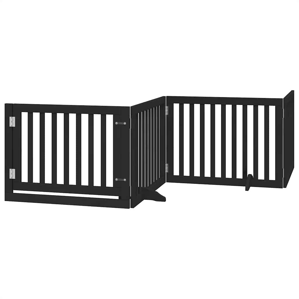 Cancello per Cani Porta Pieghevole Nero 6 Pannelli 480cm Pioppo
