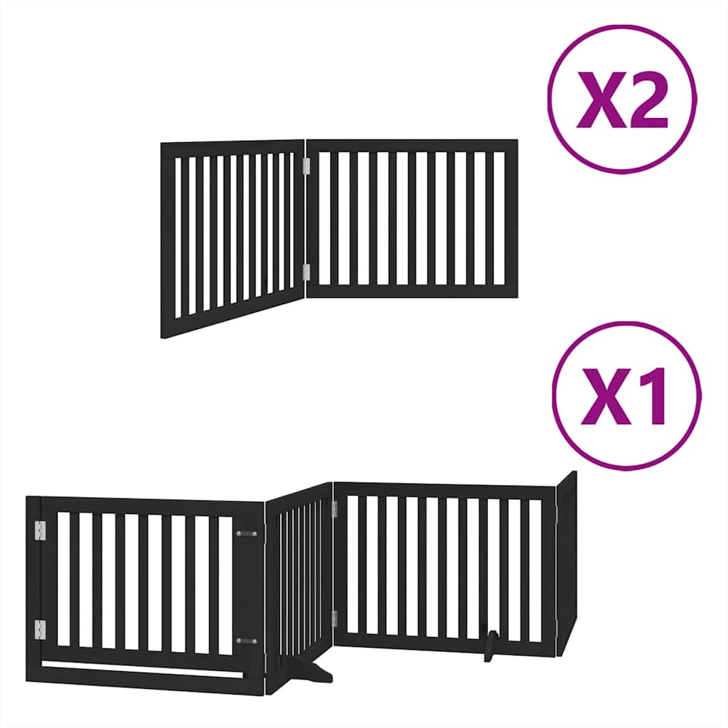 Cancello Cani Porta Pieghevole Nero 8 Pannelli 640 cm Pioppo