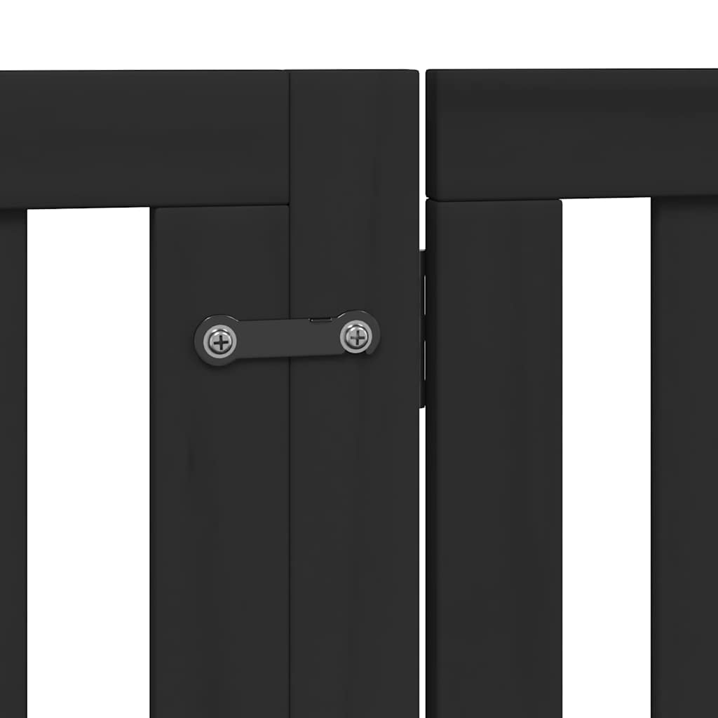 Cancello Cani Porta Pieghevole Nero 12 Pannelli 960 cm Pioppo