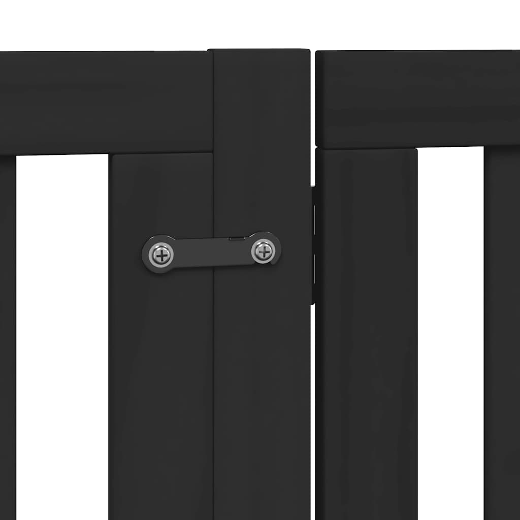 Cancello Cani Porta Pieghevole Nero 8 Pannelli 640 cm Pioppo