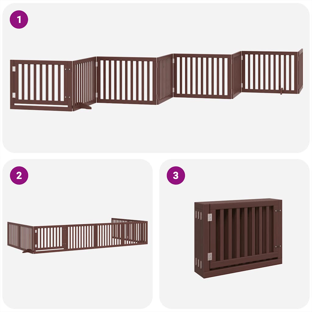 Cancello Cani Porta Pieghevole Marrone 8 Pannelli 640cm Pioppo