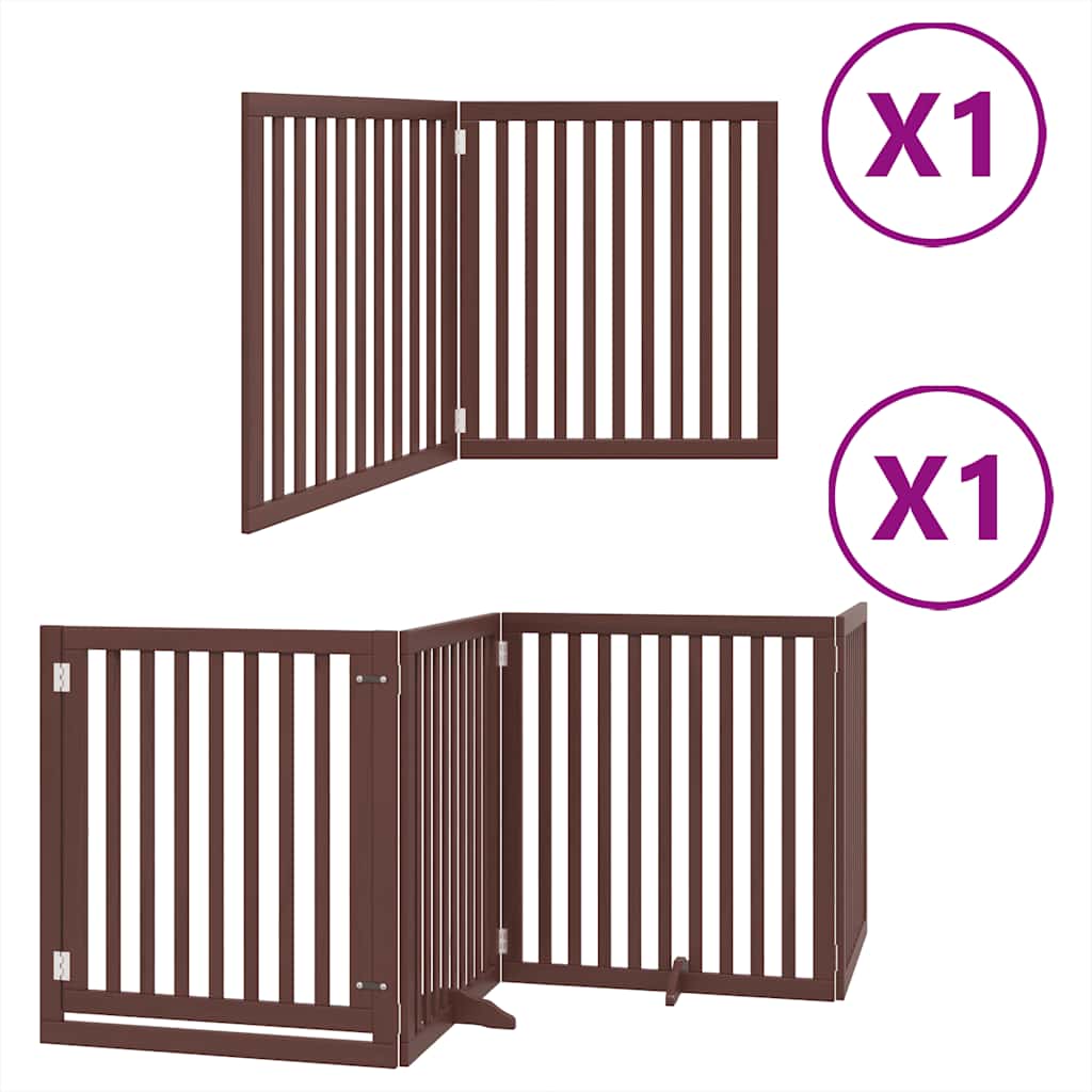 Cancello Cani Porta Pieghevole Marrone 6 Pannelli 480cm Pioppo
