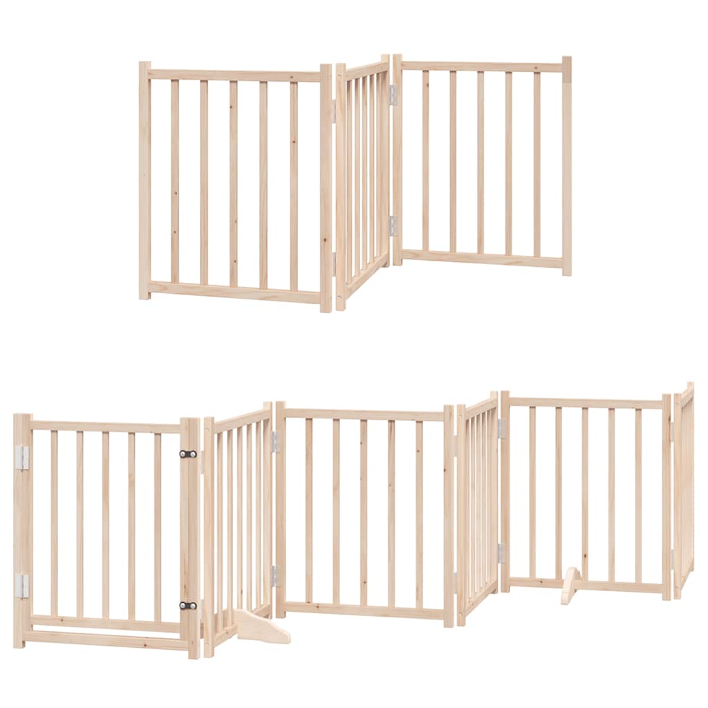 Cancello per Cani con Porta Pieghevole 9 Pannelli 450 cm Pioppo