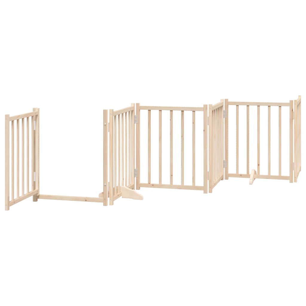 Cancello per Cani con Porta Pieghevole 9 Pannelli 450 cm Pioppo