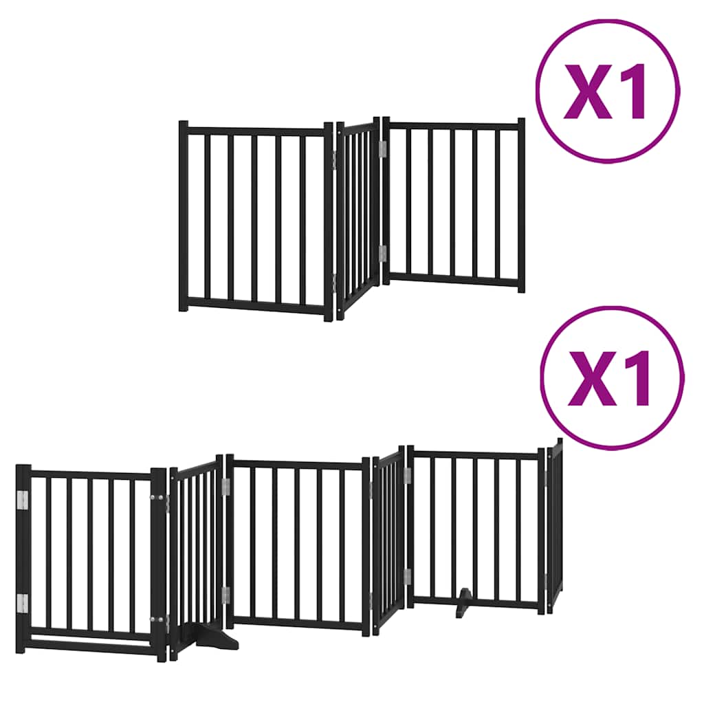 Cancello per Cani Porta Pieghevole Nero 9 Pannelli 450cm Pioppo