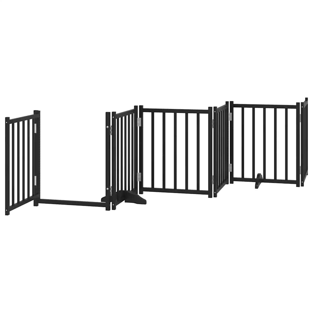 Cancello Cani Porta Pieghevole Nero 12 Pannelli 600 cm Pioppo