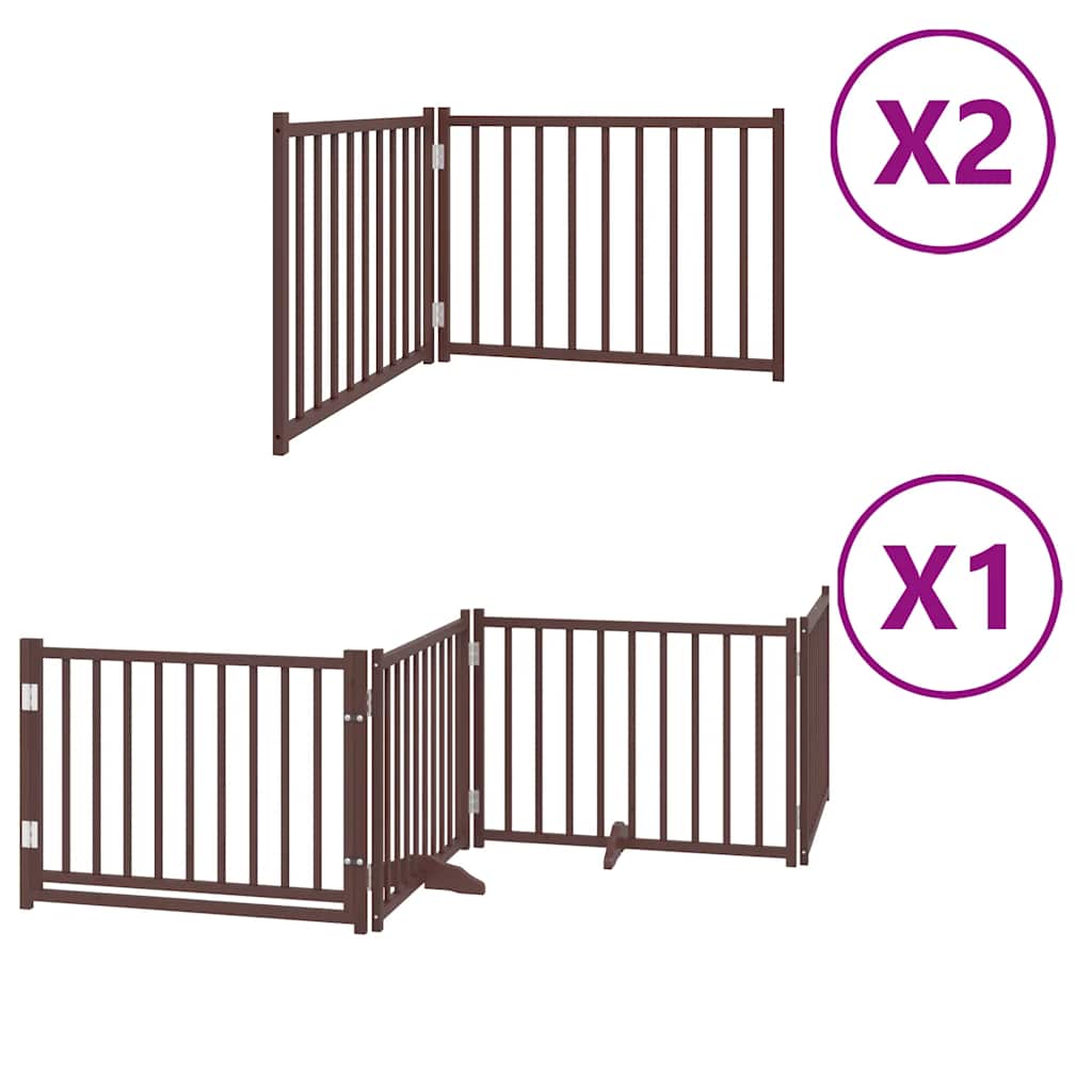 Cancello Cani Porta Pieghevole Marrone 8 Pannelli 640cm Pioppo