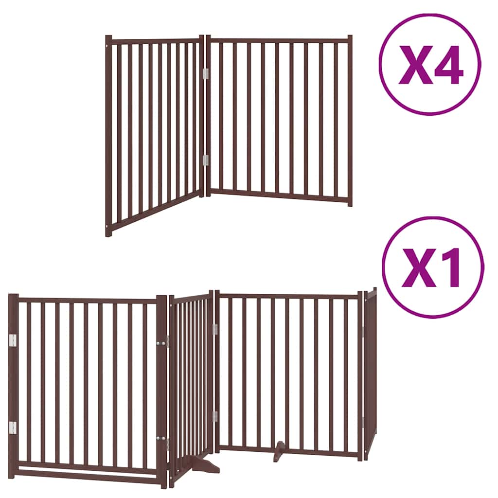 Cancello Cani Porta Pieghevole Marrone 12 Pannelli 960cm Pioppo