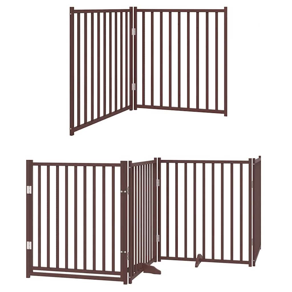 Cancello Cani Porta Pieghevole Marrone 12 Pannelli 960cm Pioppo