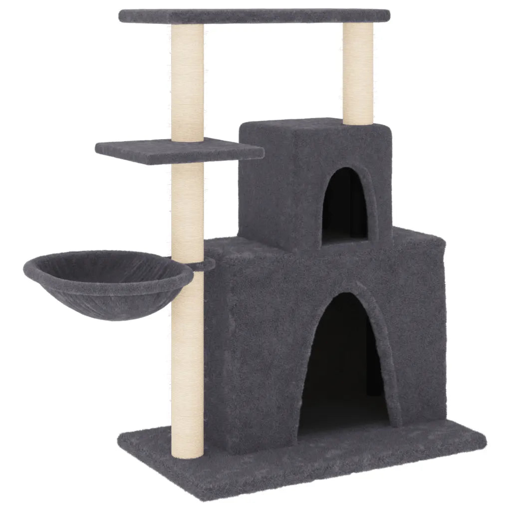 Albero per gatti con tiragraffi in sisal 61x35x83 cm grigio