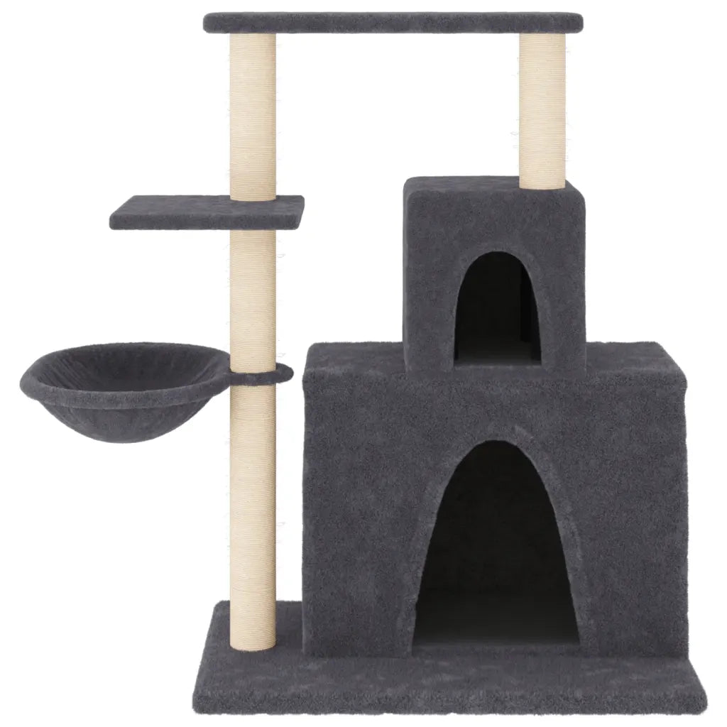 Albero per gatti con tiragraffi in sisal 61x35x83 cm grigio