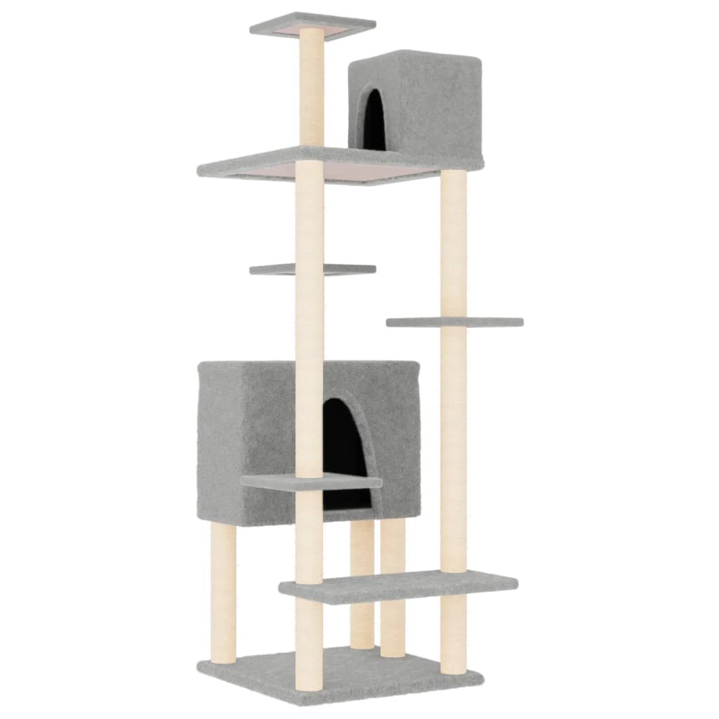 Albero per Gatti con Tiragraffi in Sisal Chiaro 154 cm