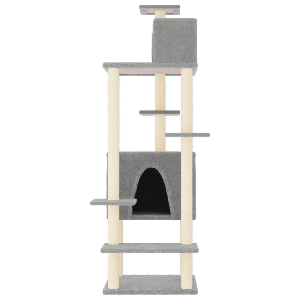 Albero per Gatti con Tiragraffi in Sisal Chiaro 154 cm