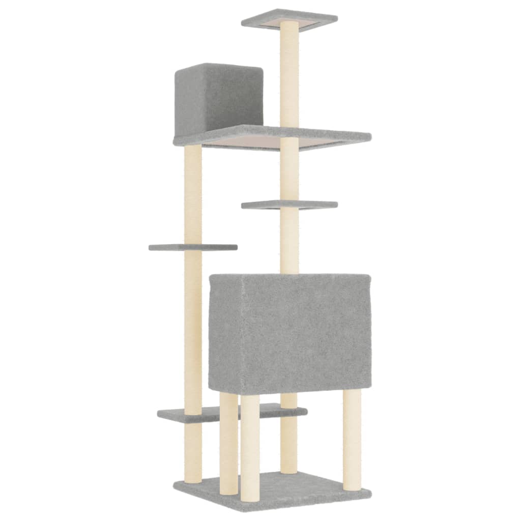 Albero per Gatti con Tiragraffi in Sisal Chiaro 154 cm