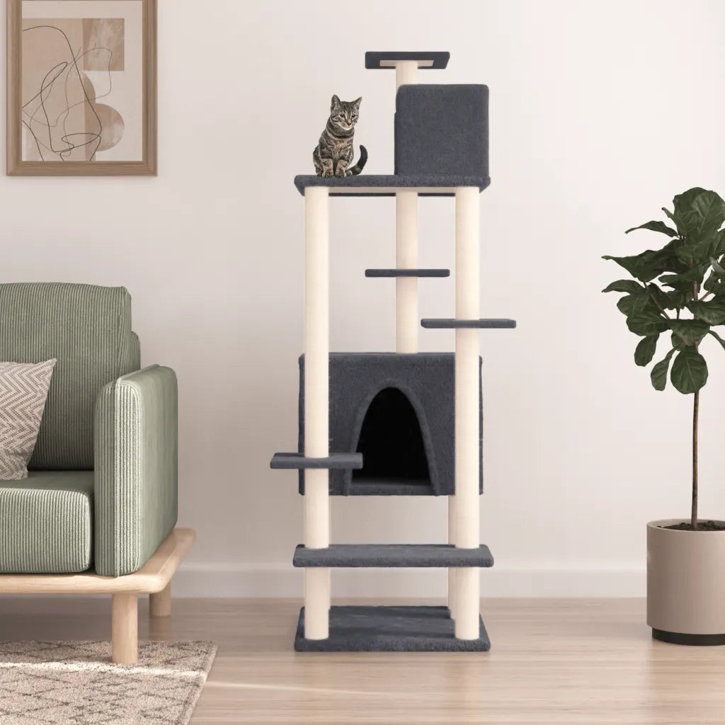 Albero per gatti con tiragraffi in sisal 66,5x60x154 cm
