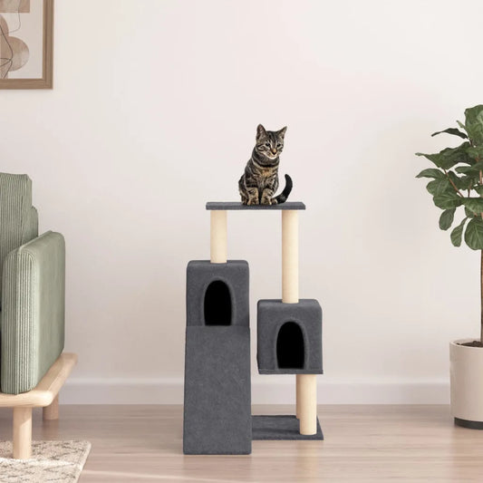 Albero per gatti con tiragraffi in sisal 61x55x82 cm grigio