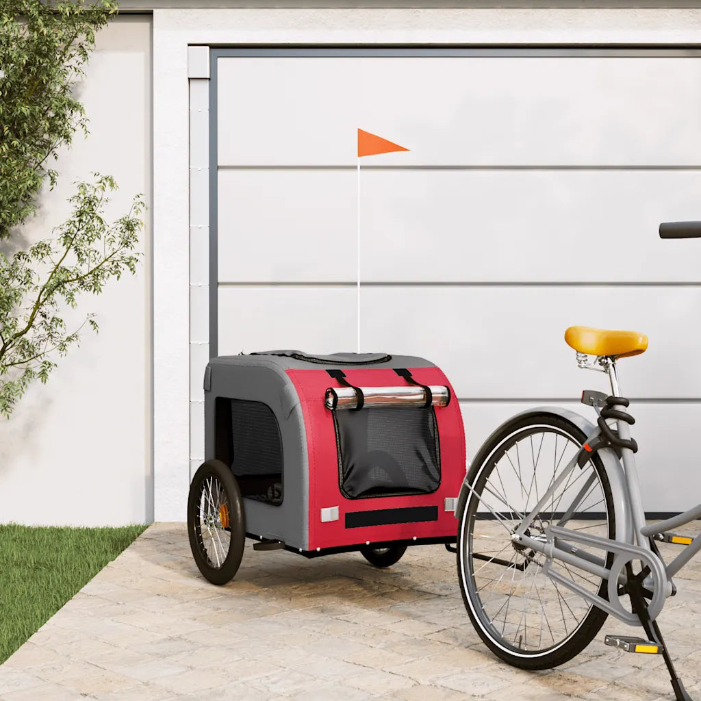 Rimorchio per bici per animali 69x133,5x73,5 cm Oxford grigio