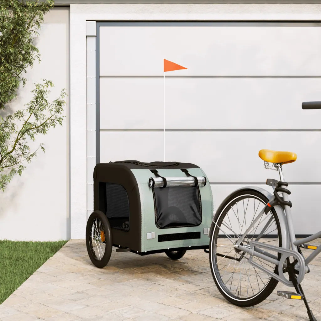 Rimorchio per bici per animali 69x133,5x73,5 cm Oxford grigio