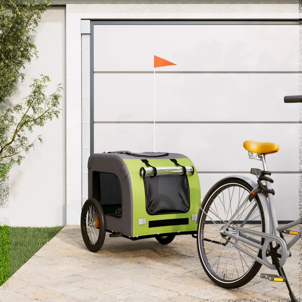 Rimorchio per bici per animali 69x133,5x73,5 cm Oxford grigio