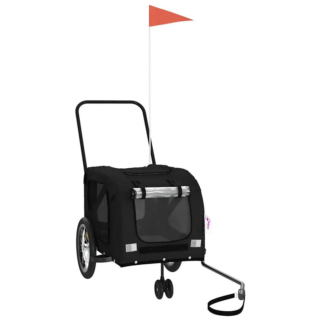 Rimorchio per bici per animali 121x63x65 cm grigio e nero