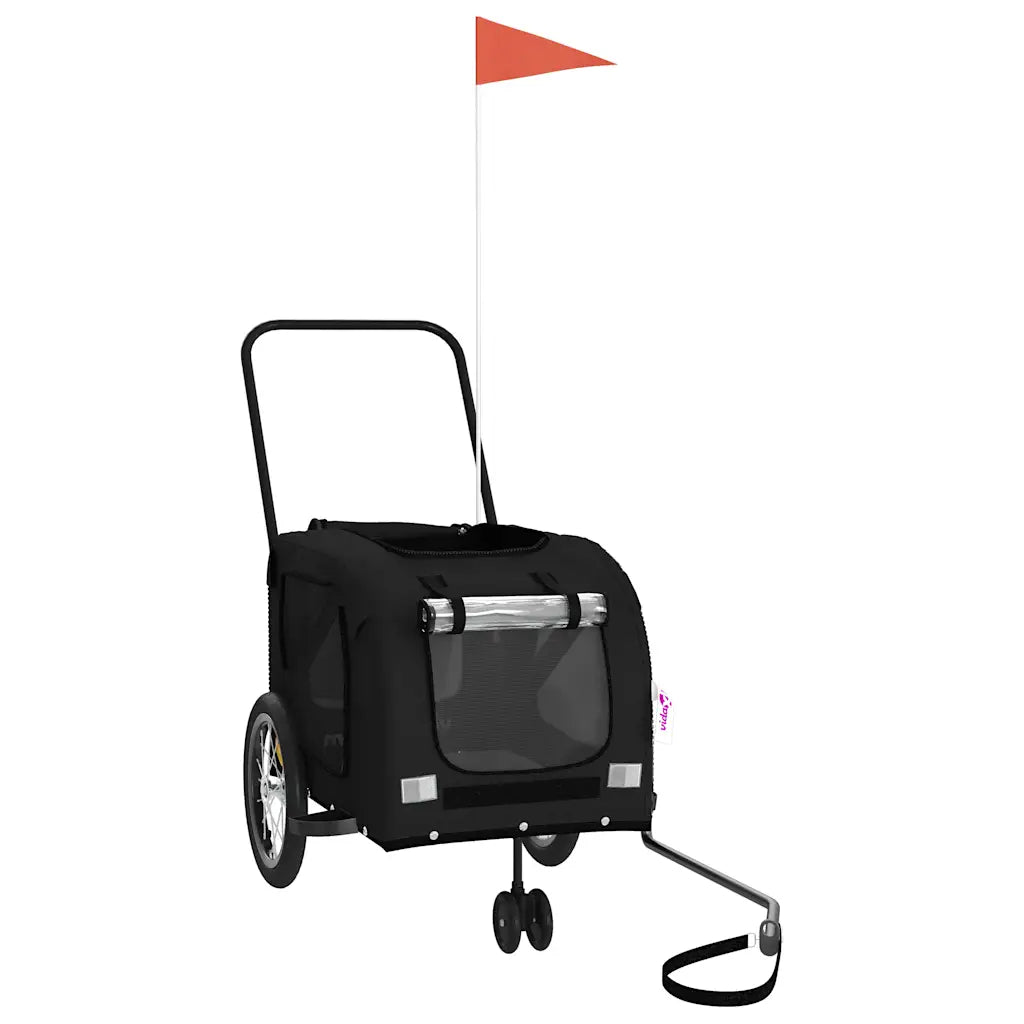 Rimorchio per bici per animali 121x63x65 cm grigio e nero