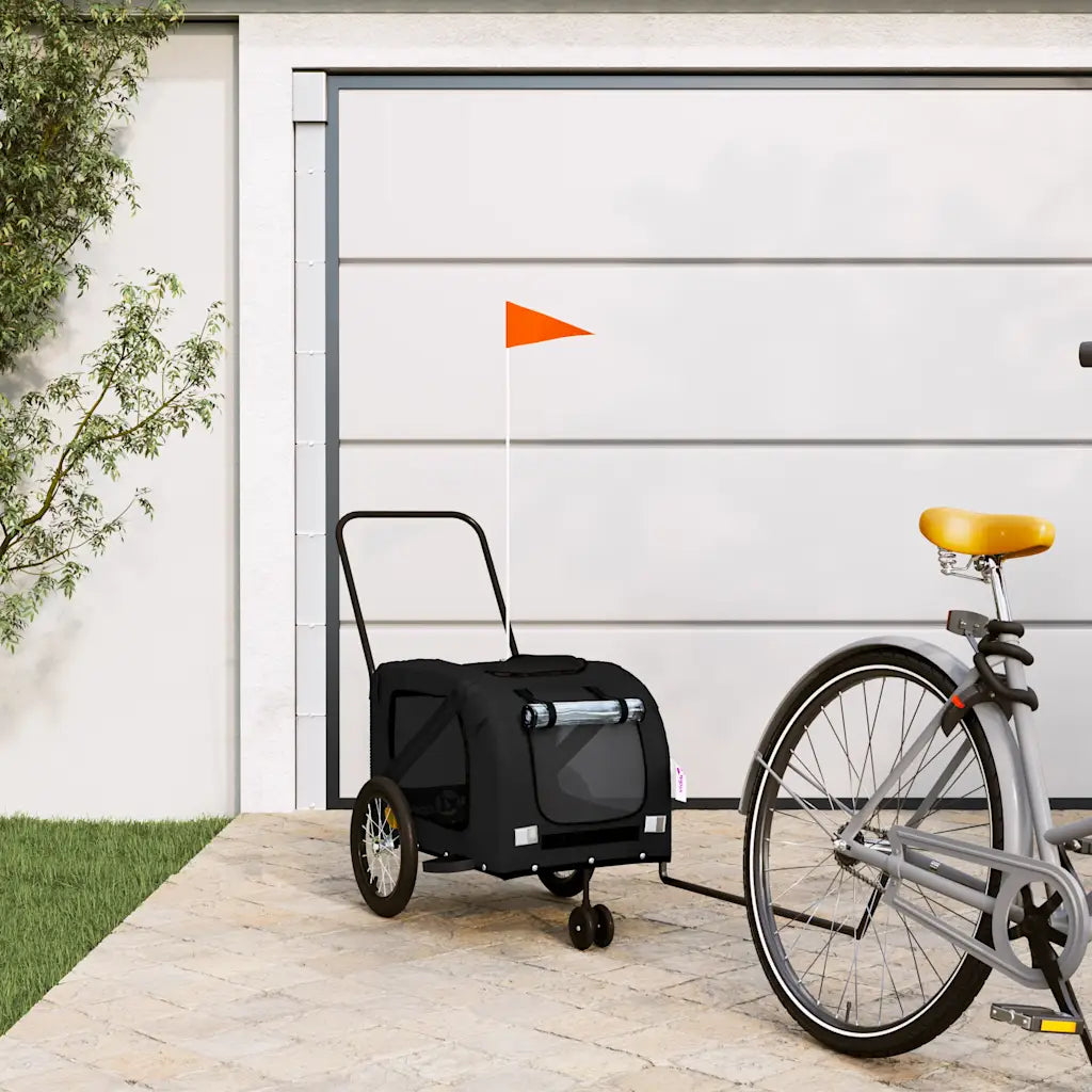 Rimorchio per bici per animali 121x63x65 cm grigio e nero