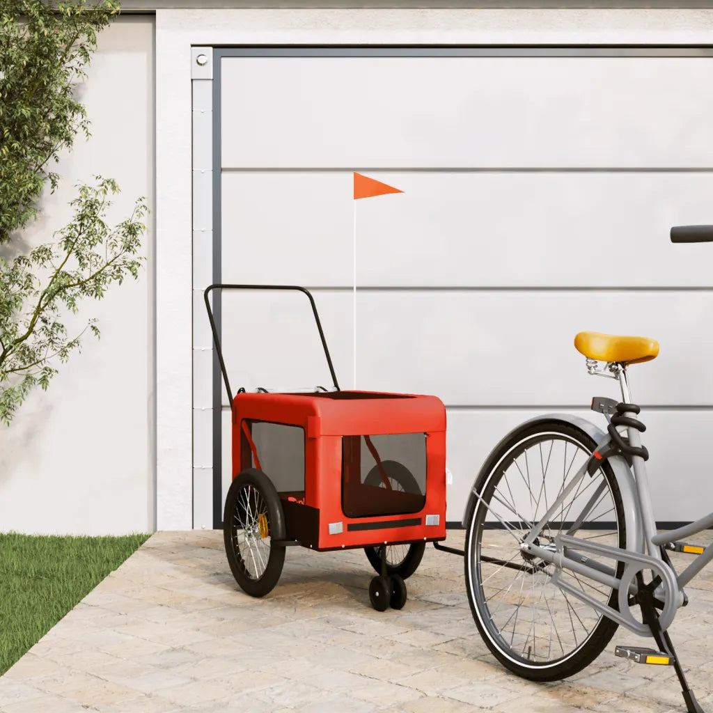 Rimorchio per bici per animali 135x68,5x73,5 cm in oxford e ferro
