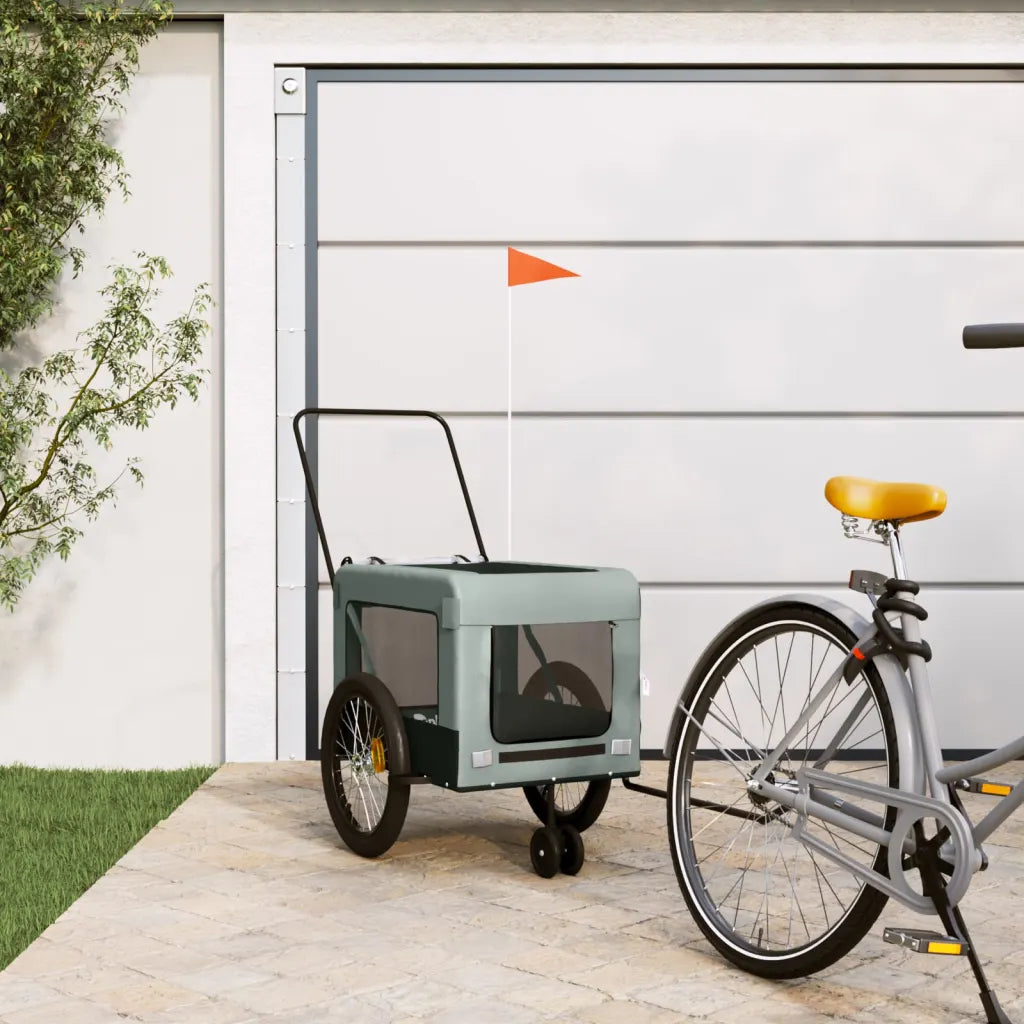 Rimorchio per bici per animali 135x68,5x73,5 cm in oxford e ferro