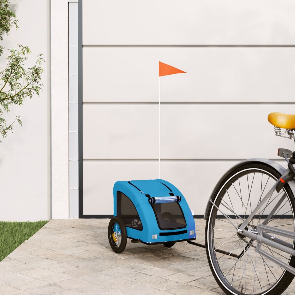 Rimorchio da Bici per Animali Blu Oxford e Ferro
