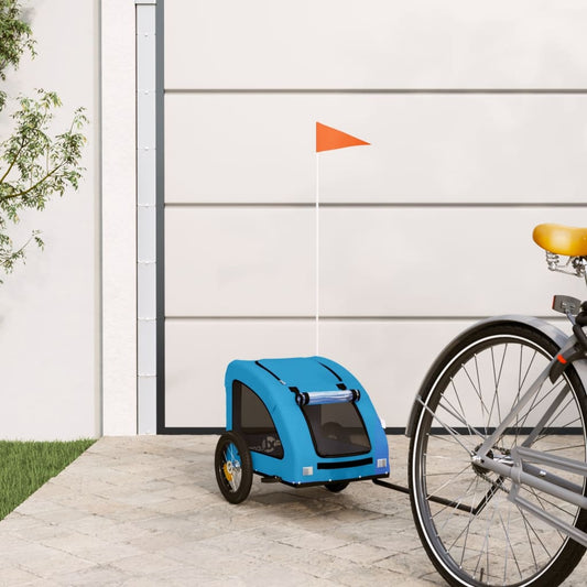 Rimorchio da Bici per Animali Blu Oxford e Ferro