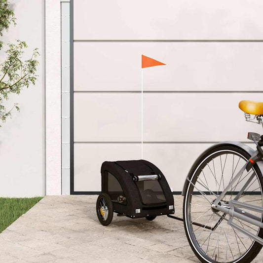 Rimorchio da Bici per Animali Nero Oxford e Ferro