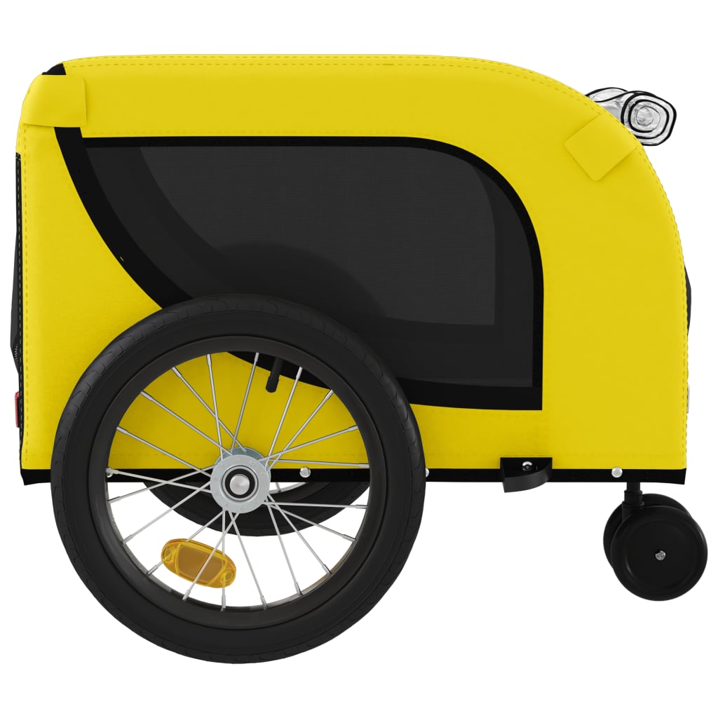 Rimorchio da Bici per Animali Giallo e Nero Oxford e Ferro
