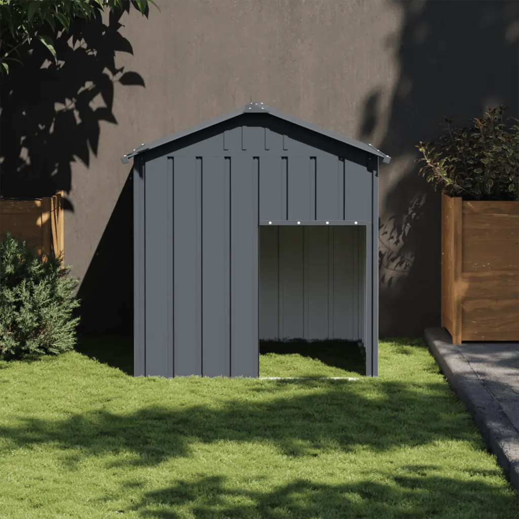 Casetta per cani con tetto 117x103x123 cm acciaio zincato