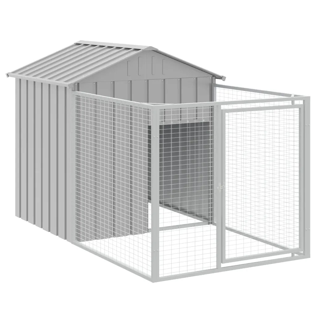 Casetta per cani con corsa 117x201x123 cm in acciaio zincato