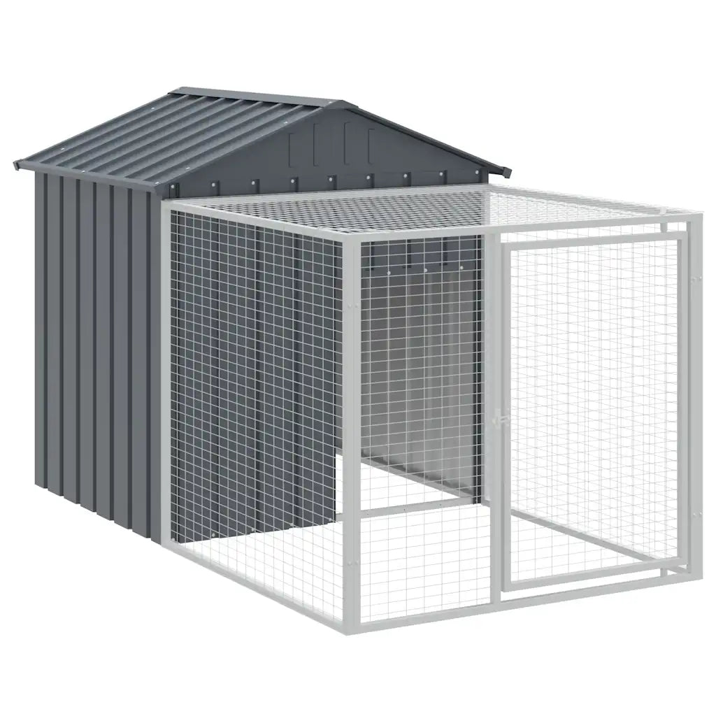 Gabbia per polli con recinto 117x201x123 cm in acciaio zincato