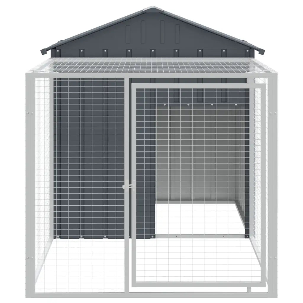 Gabbia per polli con recinto 117x201x123 cm in acciaio zincato
