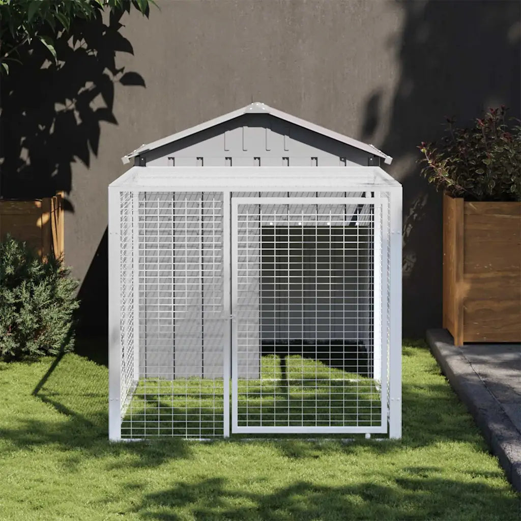 Gabbia per polli con recinto 117x201x123 cm in acciaio zincato