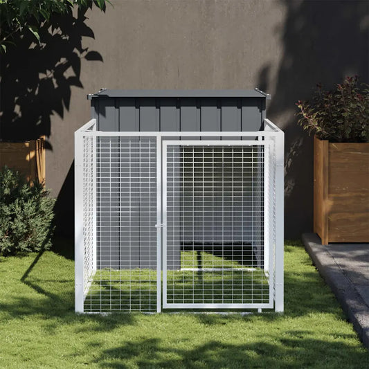 Casetta per cani con corsa 110x201x110 cm acciaio zincato